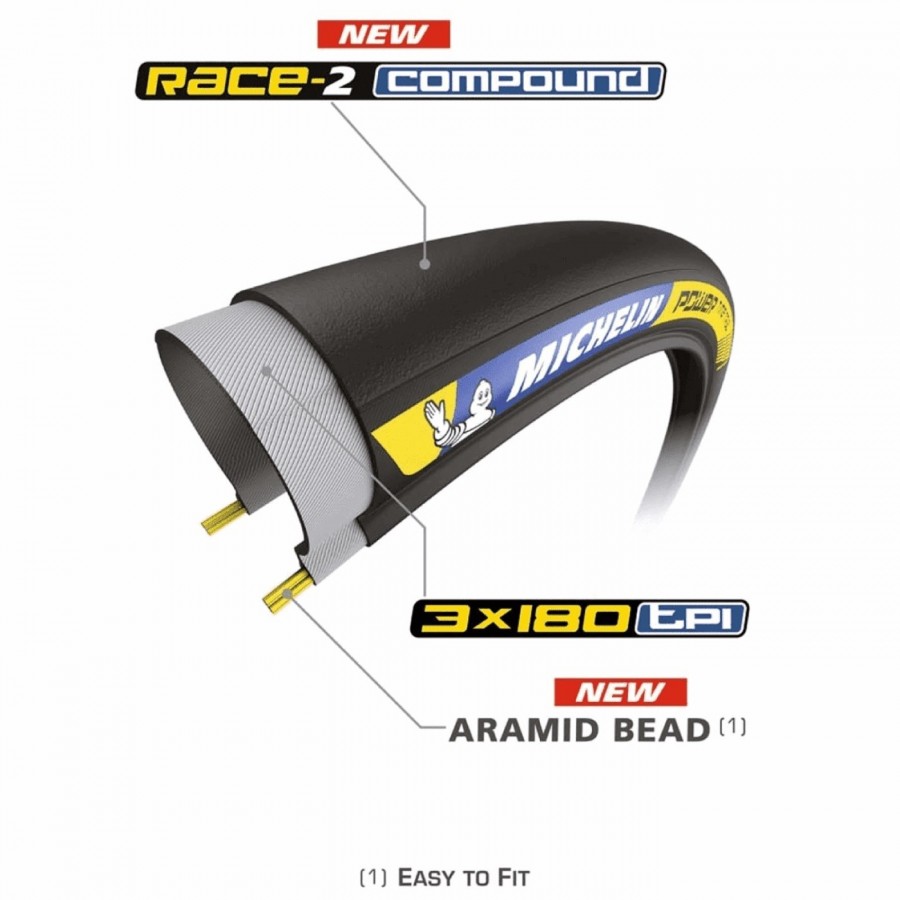 Copertone m 700x23 (23-622) power time trial nero - 2