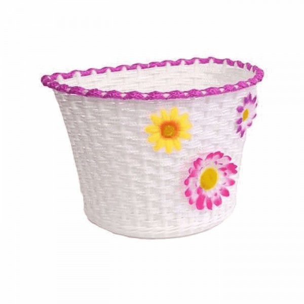 Front pink / white child basket with flowers - 1