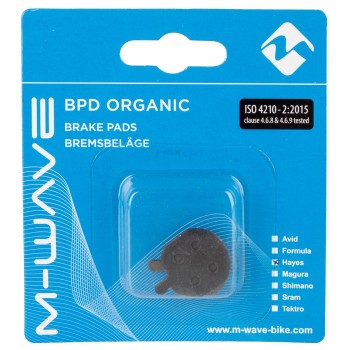 Pastillas de freno, organicas, para frenos de disco hayes: mx 2/3/sole, sin muelle, 1 par para delantero o trasero, en blister m