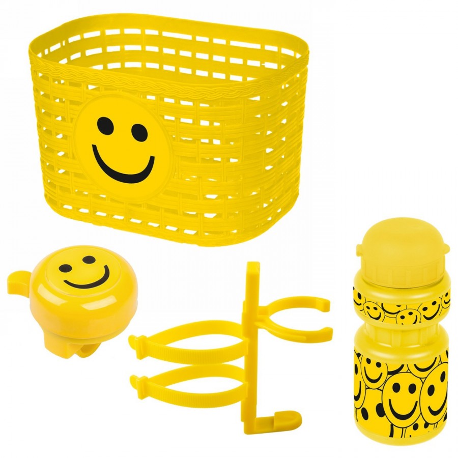 Set per bambini 'smiley', composto da cestino 431551 + campana 420199 + borraccia 340214, su cartoncino Ventura - 1 - Cestini - 