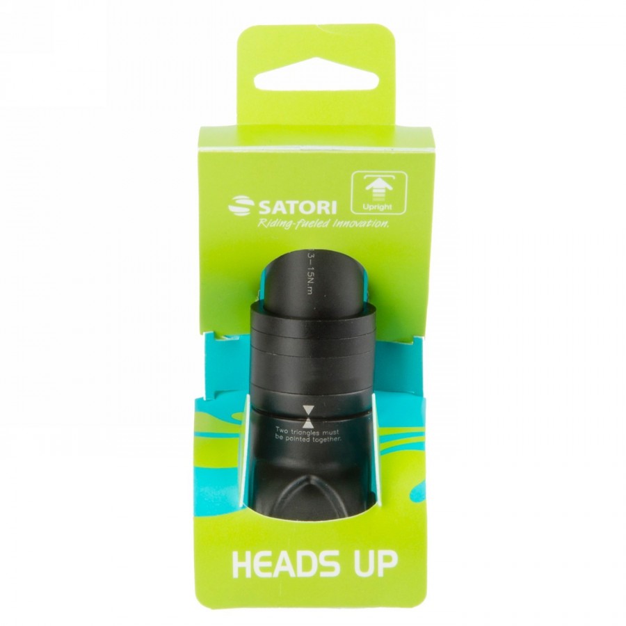 adaptateur de hauteur satori 'headsup-et' pour potence ahead, pivotant vers la gauche et la droite, alu, noir anodisé, pour 1.1/