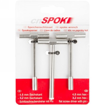 Spoke spanner set cn-spoke, consisting of: 1 x hexagon 4.8 mm, 1 x hexagon 3.2 mm, 1 x slot (-), on card - 2