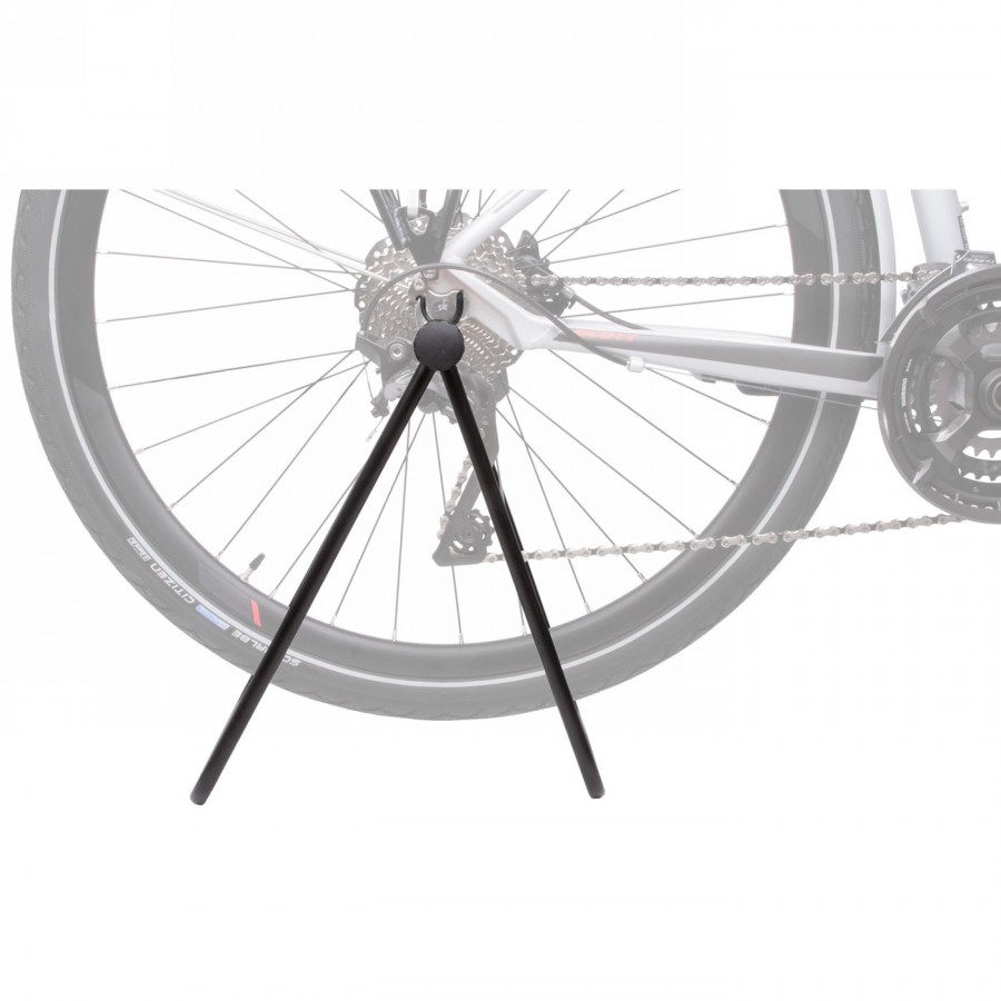 Exhibition bike rack for 12-29', can be attached to the through axle and chainstay, steel, black, includes carry bag. - 2