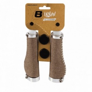 Ergonomic knobs in brown fabric 127mm - 2