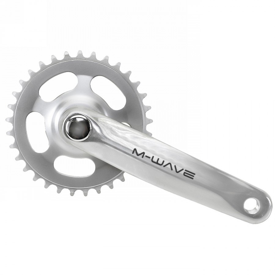 crankset m-wave, 1-speed, 170 mm aluminium crank, steel chainring 46 t., jis, for square bottom bracket, silver, mv - 1