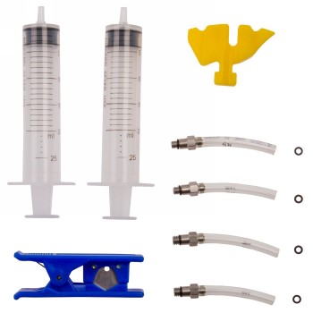 Juego de mantenimiento para purgador de frenos de disco, m-wave, compuesto por 2 jeringas de 25 ml, adaptador m5 y adaptador m6,