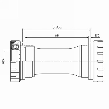 Innenlager neco für shimano-hollowtech ii - und -tretlager, kunstoffinnenhülse, für 68 mm gehäusebreite, inkl. adapterscheiben -