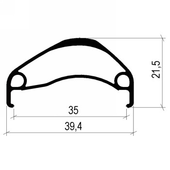 Cerchio a disco mtb in alluminio, 29', 622 x 35 mm, 32 fori, nero, con occhielli singoli - 2 - Cerchi - 0887539035891