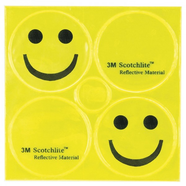 Adesivi riflettenti, 3m, giallo, 1 set 4 pezzi assortiti (2 x smiley e 3m-logo ciascuno), m-wave-blister - 1 - Adesivi - 0698238