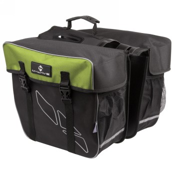 Carrier bag 'm-wave amsterdam double', polyester 600 d, black/green, total width approx. 50 cm, pockets: 34 x 17 x 30 cm - 1