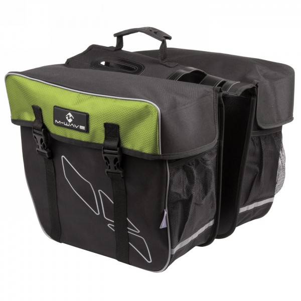 Borsa portatutto 'm-wave amsterdam double', poliestere 600 d, nero/verde, larghezza totale circa 50 cm, tasche: 34 x 17 x 30 cm 