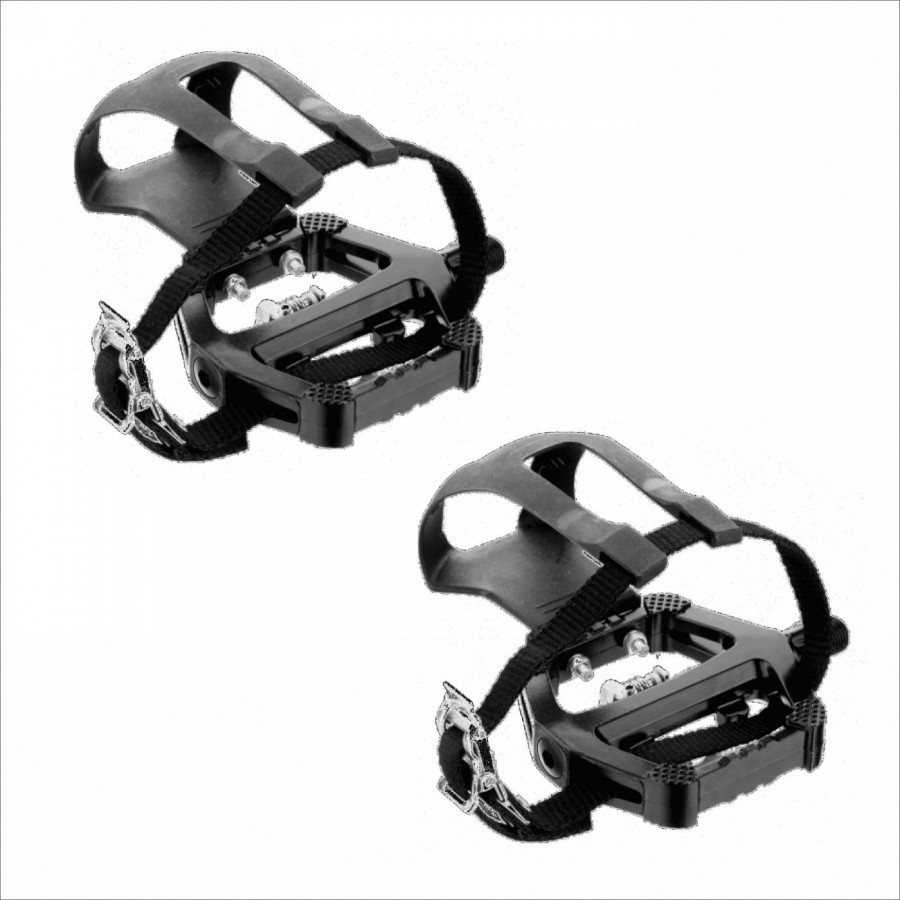 Spin bike dual function pedals with footrests - 1