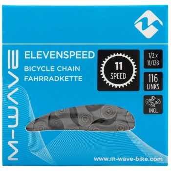 Catena da bicicletta m-wave, 1/2x11/128, 116 maglie, grigia, 11 velocità, con maglia di collegamento 5,5 mm, ek - 2 - Catena - 0