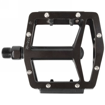 Pedal de plataforma, aluminio, negro, con clavijas intercambiables (16 por pedal), banda de rodadura 93 x 97 mm, con reflectores