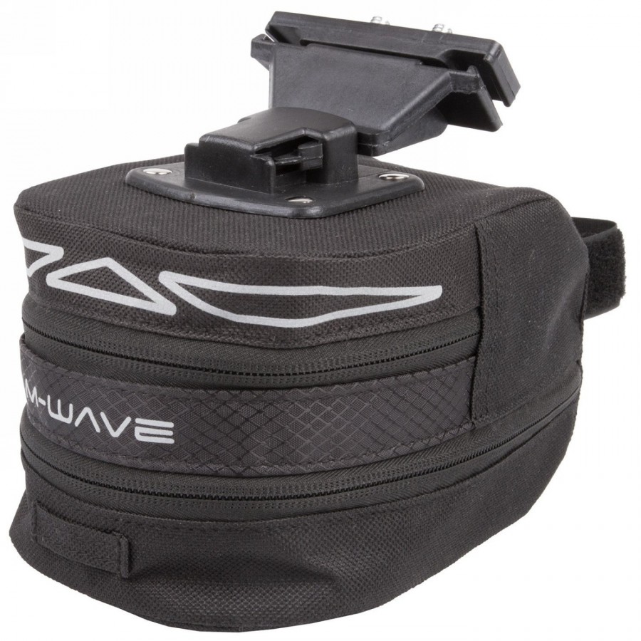 Clip-on saddle bag 'm-wave tilburg m', size: m, black, can be extended downwards by means of a rv, with rear light holder and 3 