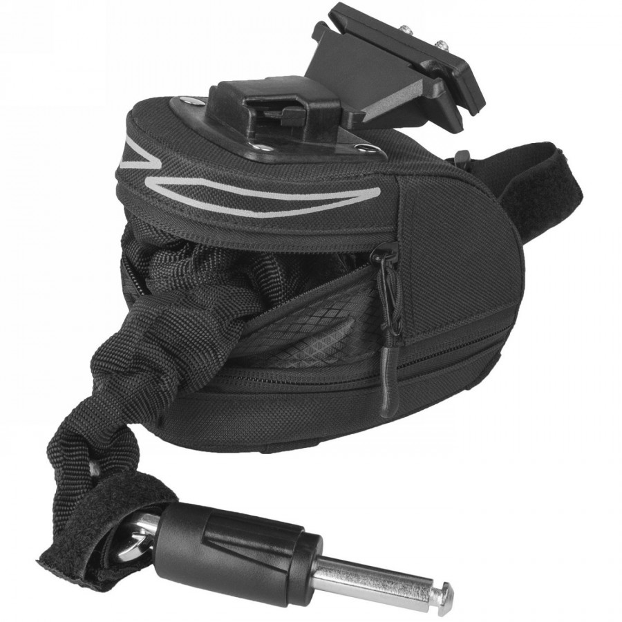 Clip-on saddle bag 'm-wave tilburg m', size: m, black, can be extended downwards by means of a rv, with rear light holder and 3 