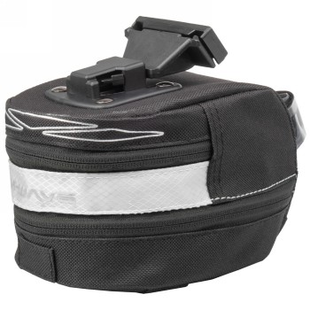 Clip-on saddle bag 'm-wave tilburg l', white, size l, can be extended downwards with rv, with rear light holder and 3 elastic st