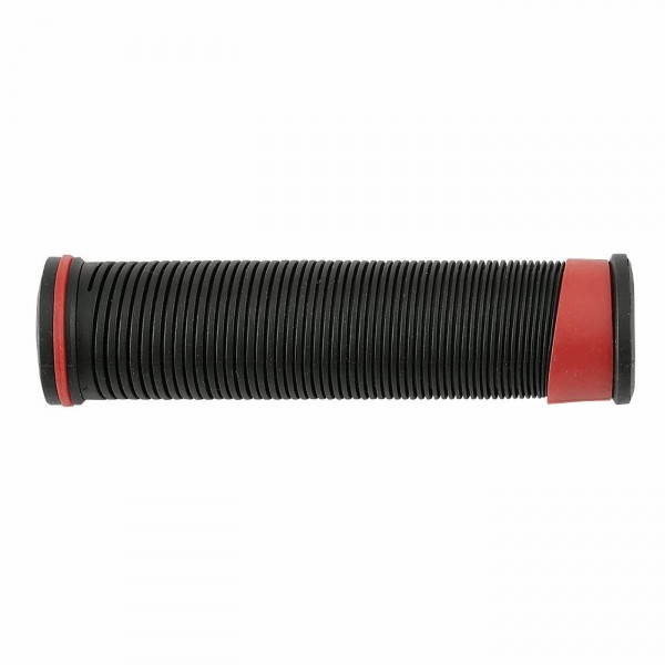 Puños mtb grip 128mm en soft rubber negro/rojo - 1