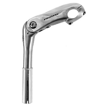 Handlebar stem promax, aluminium, 22.2/25.4-105/180 mm, silver, angle 0-50°-+ adapter 25.4 mm, en tested (en 14764), mv - 1