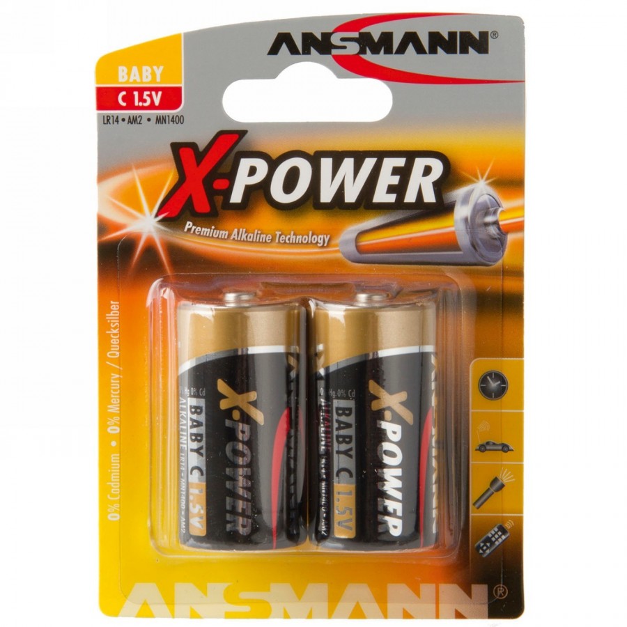 Batteries um-2, c, lr-14, alkaline, 1 set 2 pieces, blister - 2