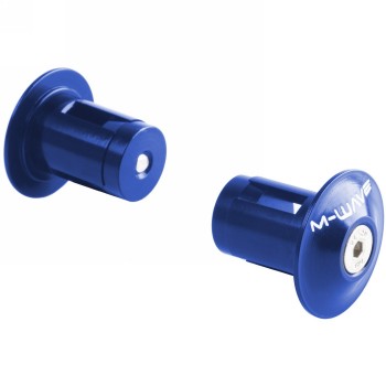 Tappi per manubrio, m-wave, alluminio, anodizzato blu, per diametro interno 17,5-19,5 mm, con vite in acciaio inox, in coppia su