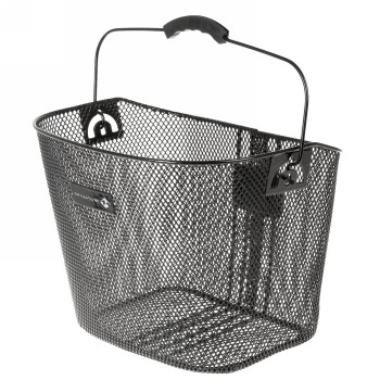 Panier en fil métallique m-wave, env. 33,5x25,5x25.5/22 cm (lxlxh), noir, mailles fines, avec support à clipser sur la potence -