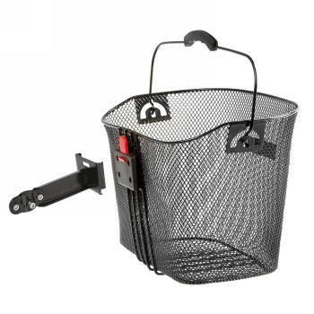 Panier en fil métallique m-wave, env. 33,5x25,5x25.5/22 cm (lxlxh), noir, mailles fines, avec support à clipser sur la potence -