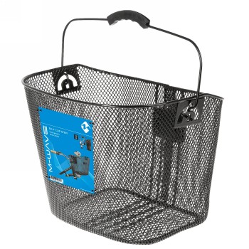 Wire basket m-wave, approx. 33.5x25.5x25.5/22 cm (wxlxh), black, fine mesh, with stem clip-on holder - 4