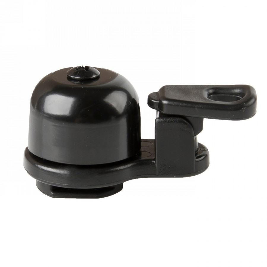 Super-mini bell, brass, black, adjustable holder for handlebars (22.-31.8 mm), on m-wave card - 3