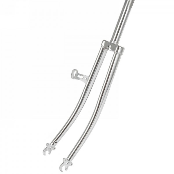 Forcella anteriore con estremità a sperone, 2 occhielli, 28x1,75, cromata, 240/130 mm, cono 26,5 mm, con porta dinamo destro (39