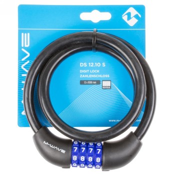 Cerradura de combinación de cable en espiral de silicona m-wave 'ds 12.10 s', 1000 x 12 mm, negra, en tarjeta - 3