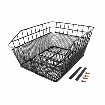 Rear basket 39x31x17cm rectangular in black steel - 1