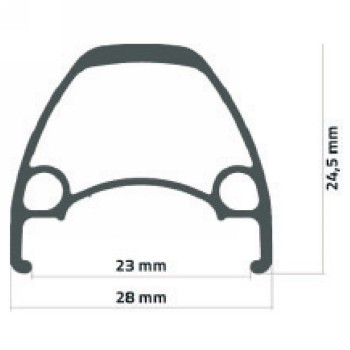 Cerchio per disco da mtb/trekking in alluminio, 28', 622 x 23 mm, 32 fori, nero, con occhielli singoli - 2 - Cerchi - 0887539035