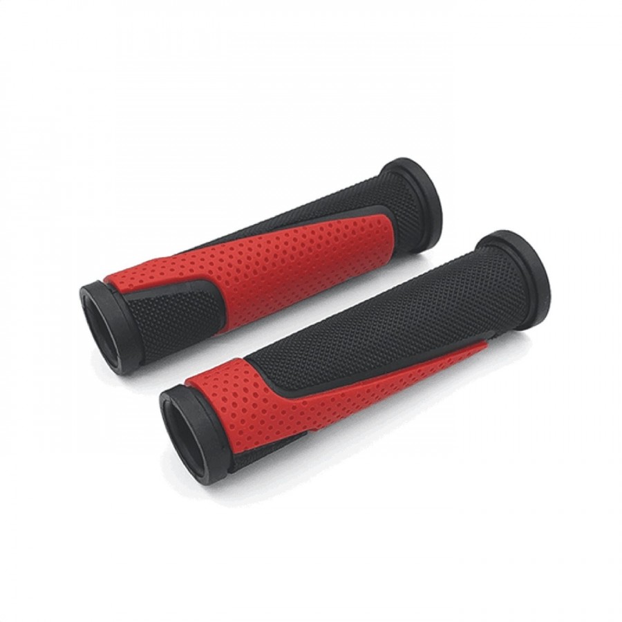 Pair of double d 125mm black / red grips - 1