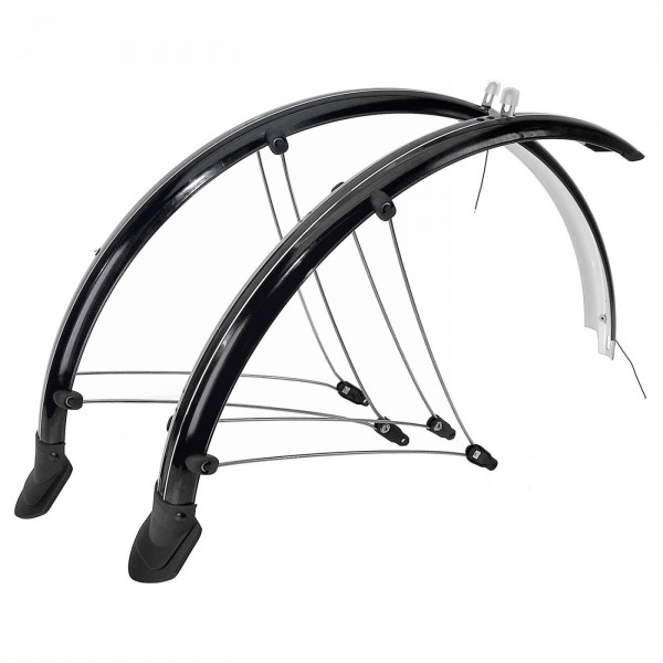 Mudguard set, 27.5', 60 mm, flexible plastic mudguard with elect. contact strip, with strut mounting, vr+hr, - 1