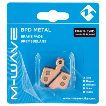 Brake pads, sintered, for avid disc brakes: elixir/db, with spring, 1 pair for front or rear, in m-wave blister pack - 2