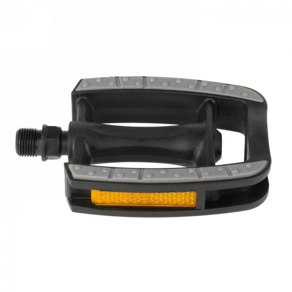 Anti-slip pedal steady c eco m-wave, black plastic body, grey rubber pad, ball bearing, reflector, with dts. - 1