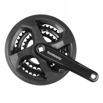 Crankset, shimano fc-ty301, for rear 6/7/8-speed, 170mm, 48x38x28t w/cg, chain case compatible, black, oem - 1