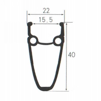 Llanta de aleación doble pared, m-wave, 700c, 32 agujeros, 40mm alto / 22mm ancho, plata, flancos de freno cnc, fv - 2