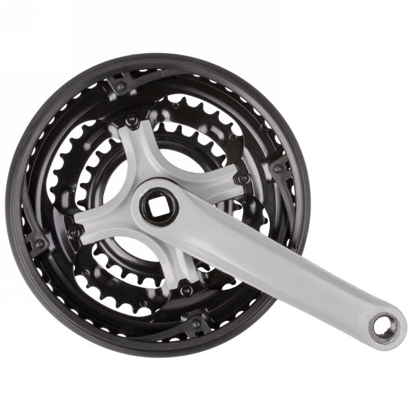 Crankset, 170 mm plastic coated crank, steel chainrings 28/38/48 t., jis, for square bottom bracket, - 1