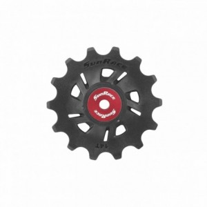 Universal gearbox pulley 14 teeth black/red with ball bearings - 1