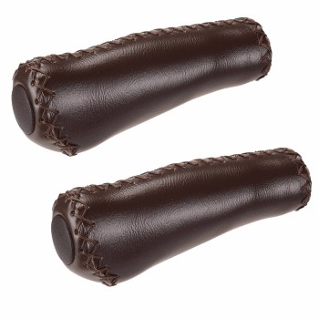 Ergonomic brown leatherette grips 135mm - 1