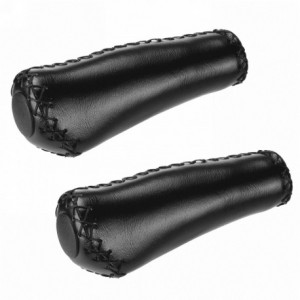 Poignées ergonomiques en similicuir noir 135mm - 1