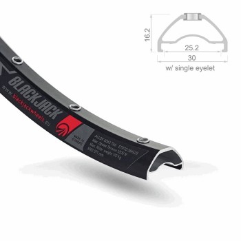 Jante tubeless ready vtt avec canal : 25mm x 29 noir - 32 trous - 1