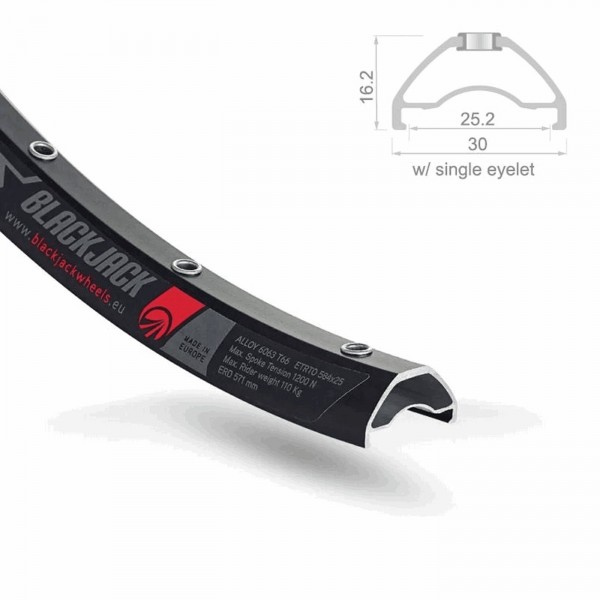 Llanta tubeless mtb ready con canal: 25mm x 29 negro - 32 orificios - 1