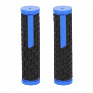 Puños de goma de 128 mm negro/azul para mtb - 1