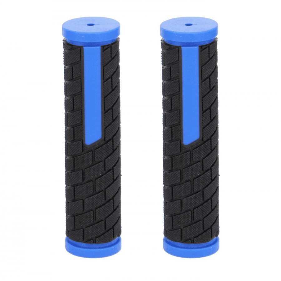 Black / blue rubber mtb grips 128 mm - 1