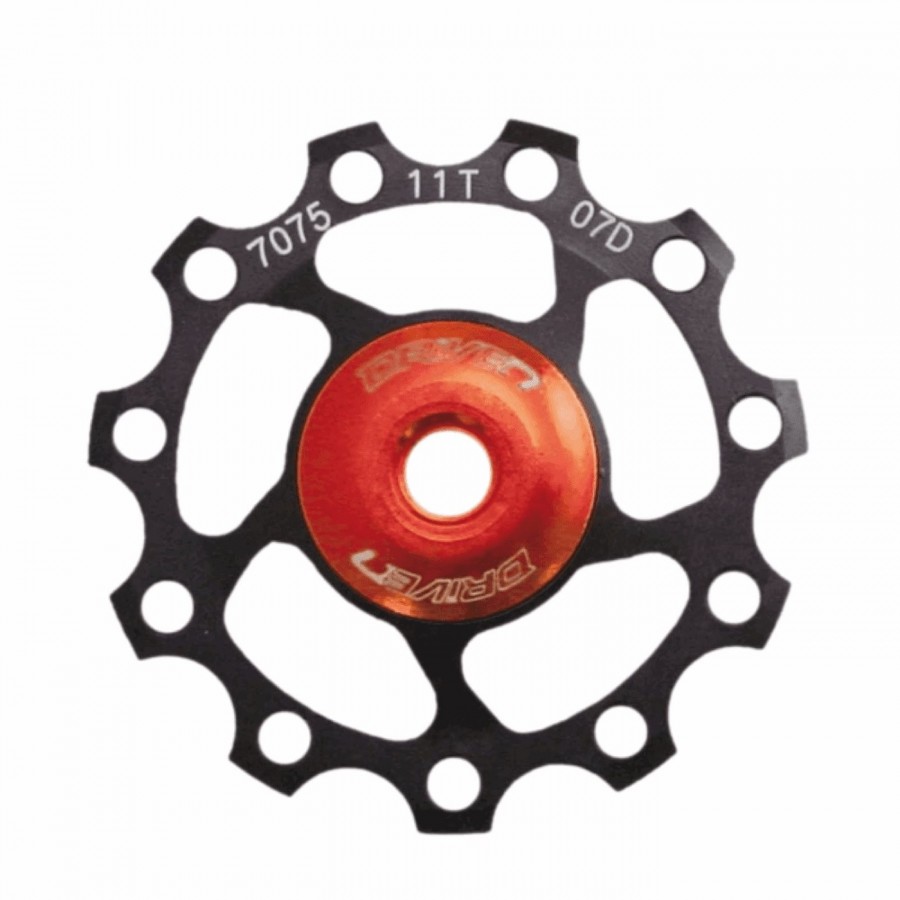 7075 aluminum 11t derailleur pulley on red bearing - 1