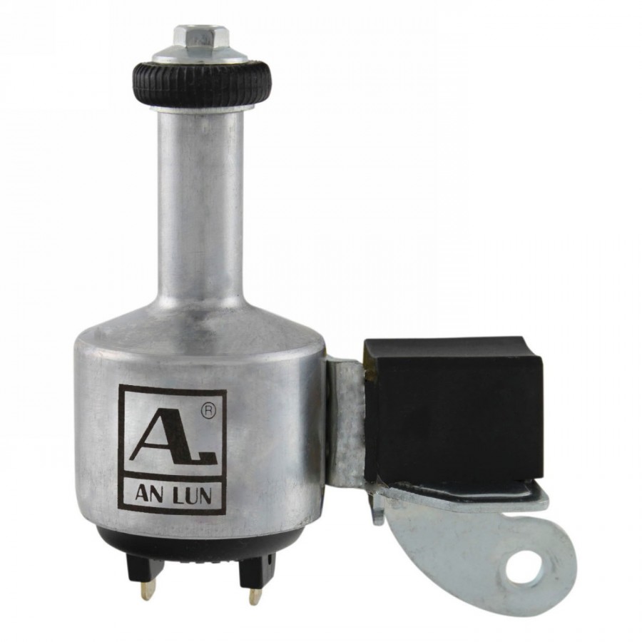 Dynamo anlun, aluminium, silver, 6v/3w, left, without holder, with double connection, with large rubber roller, oem, - 1