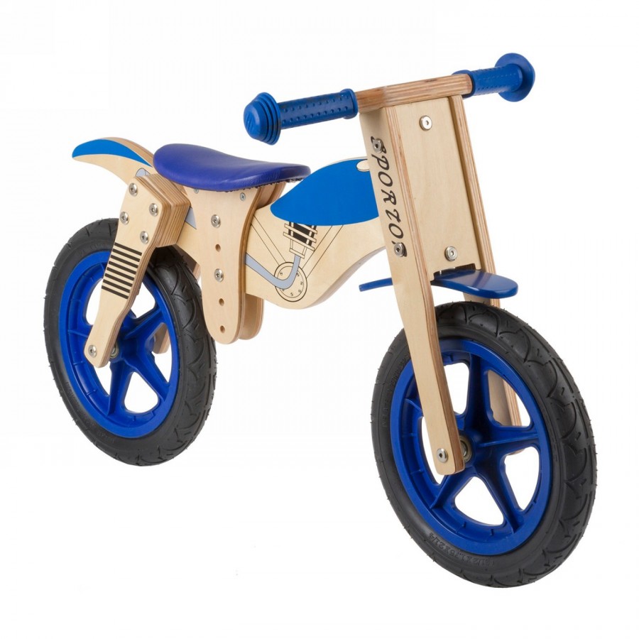 Wooden racing and running bicycle, 'moto', height-adjustable saddle, without support wheels, ek. - 1